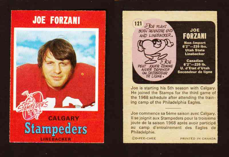 1971 CFL O-PEE-CHEE FOOTBALL CARD #121 J. FORZANI photo