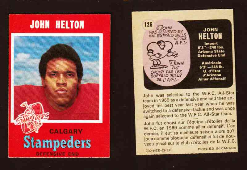 1971 CFL O-PEE-CHEE FOOTBALL CARD #125 J. HELTON photo