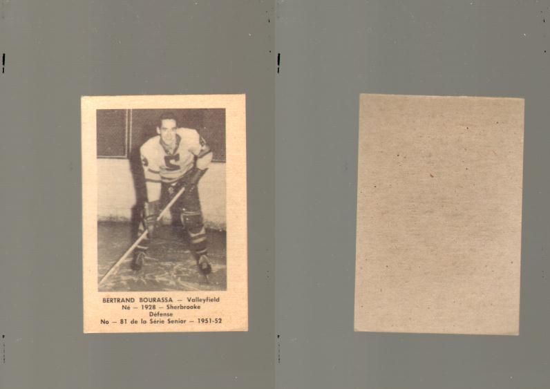 1951-52 LAVAL DAIRY HOCKEY CARD #81 B. BOURASSA photo