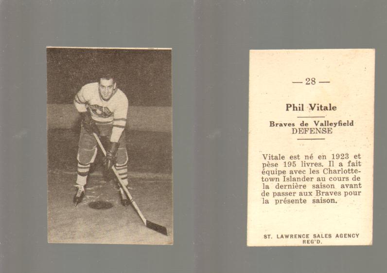 1952-53 ST. LAWRENCE SALES HOCKEY CARD #28 P. VITALE photo