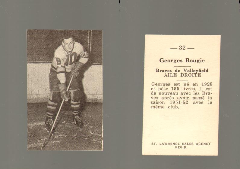 1952-53 ST. LAWRENCE SALES HOCKEY CARD #32 G. BOUGIE photo