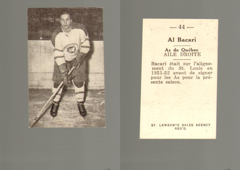 1952-53 ST. LAWRENCE SALES HOCKEY CARD #44 A. BACARI photo