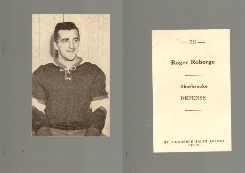 1952-53 ST. LAWRENCE SALES HOCKEY CARD #73 R. ROBERGE photo