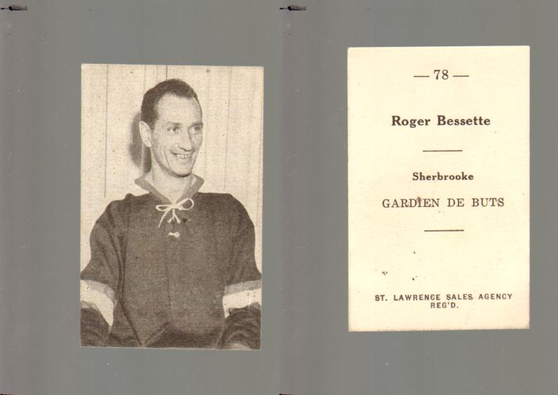 1952-53 ST. LAWRENCE SALES HOCKEY CARD #78 R. BESSETTE photo