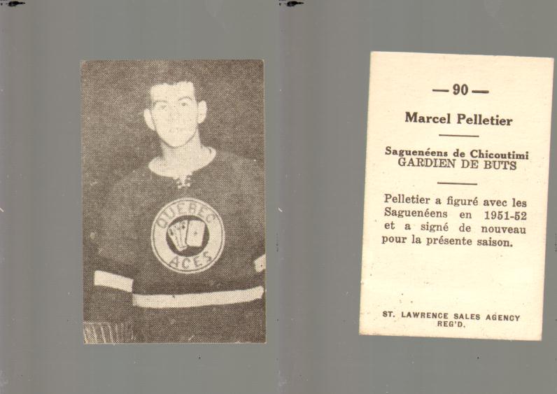 1952-53 ST. LAWRENCE SALES HOCKEY CARD #90 M. PELLETIER photo