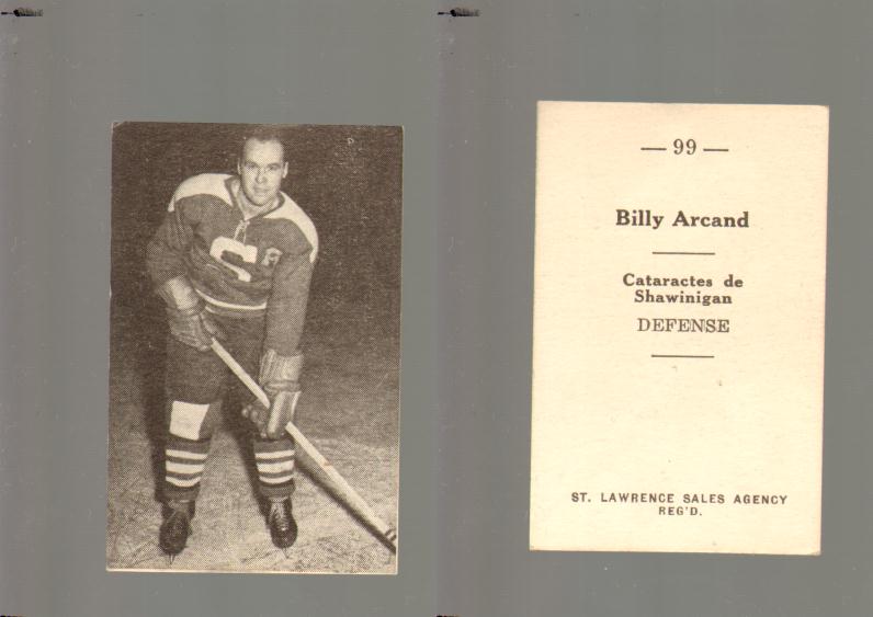 1952-53 ST. LAWRENCE SALES HOCKEY CARD #99 B. ARCAND photo