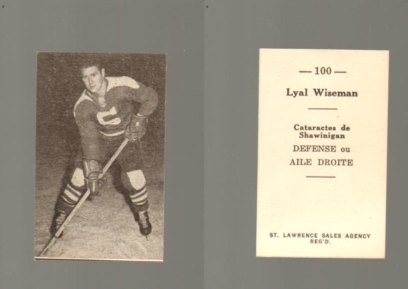 1952-53 ST. LAWRENCE SALES HOCKEY CARD #100 L. WISEMAN photo