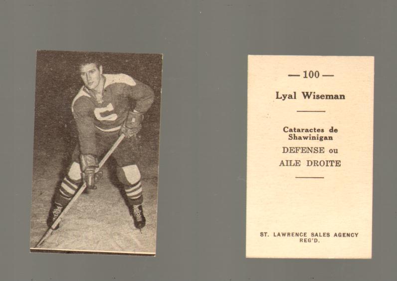 1952-53 ST. LAWRENCE SALES HOCKEY CARD #100 L. WISEMAN photo