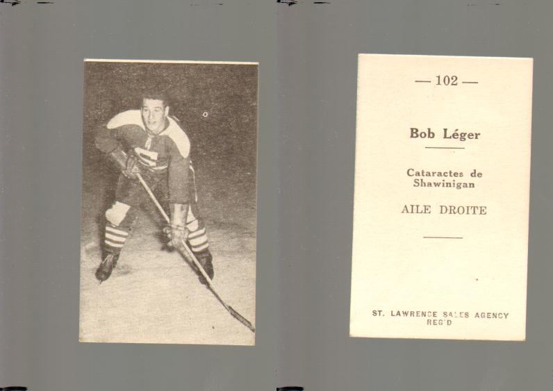 1952-53 ST. LAWRENCE SALES HOCKEY CARD #102 B. LGER photo