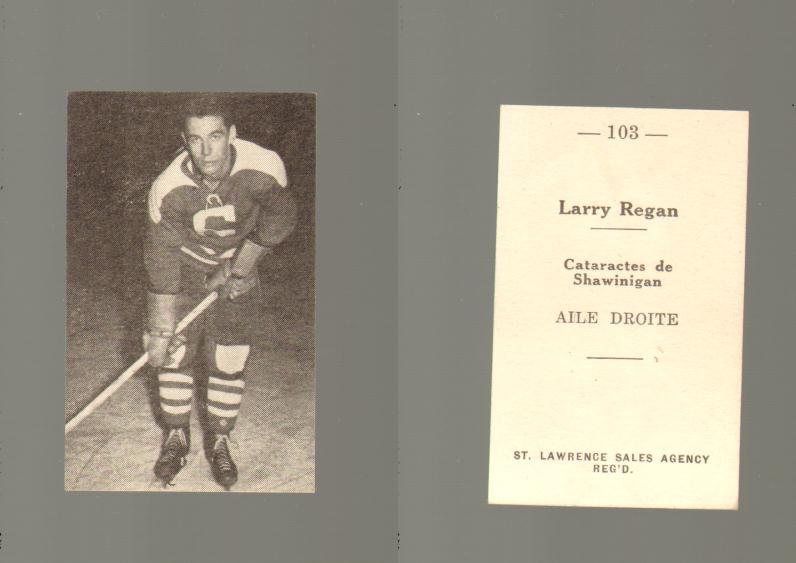 1952-53 ST. LAWRENCE SALES HOCKEY CARD #103 L. REGAN photo