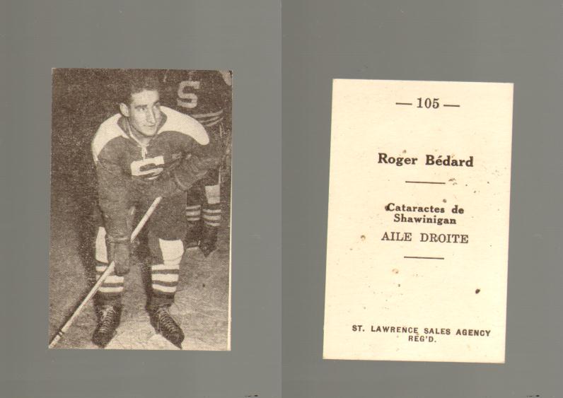 1952-53 ST. LAWRENCE SALES HOCKEY CARD #105 R. BDARD photo