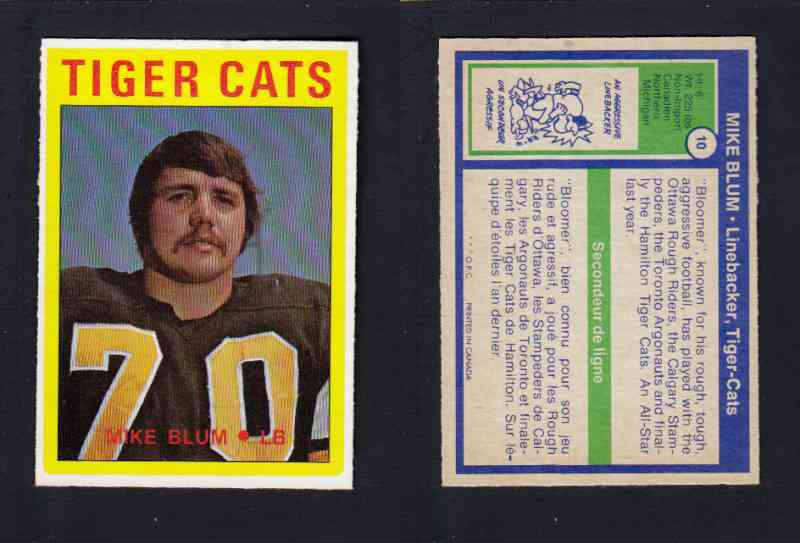 1972 CFL O-PEE-CHEE FOOTBALL CARD #10 M. BLUM photo