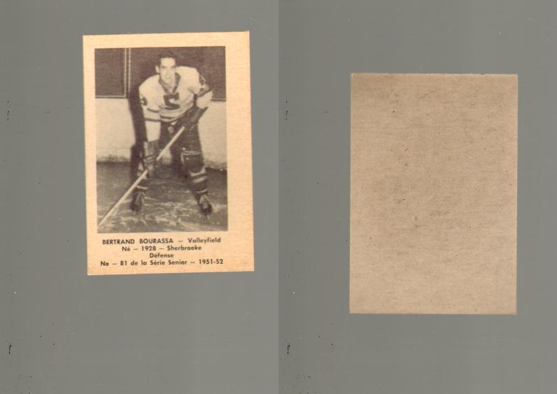 1951-52 LAVAL DAIRY HOCKEY CARD #81 B. BOURASSA photo