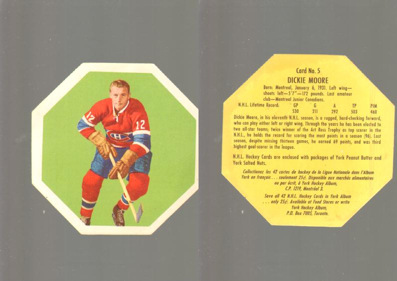 1961-62 YORK HOCKEY CARD #5 D. MOORE photo