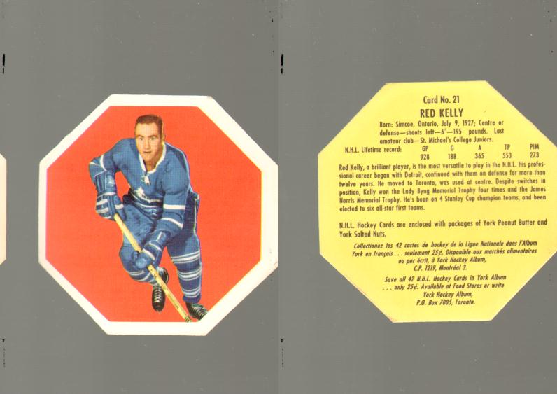 1961-62 YORK HOCKEY CARD #21 R. KELLY photo