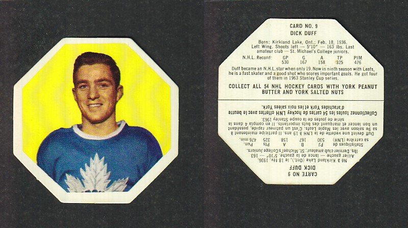 1963-64 YORK HOCKEY CARD #9 D. DUFF photo