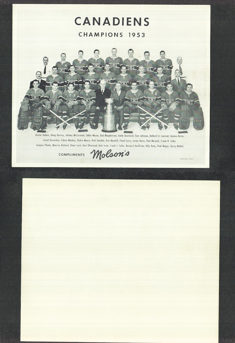 1953 MOLSON MONTREAL CANADIENS TEAM PHOTO photo