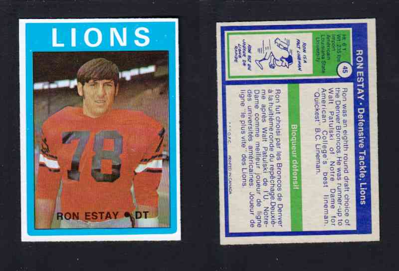 1972 CFL O-PEE-CHEE FOOTBALL CARD #45 R. ESTAY photo