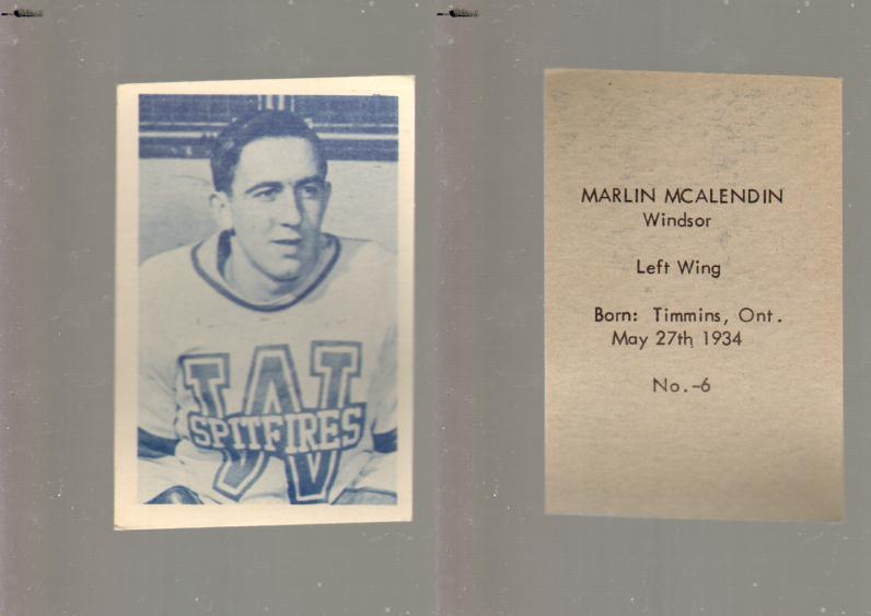 1952-53 OHL ANONYMOUS HOCKEY CARD #6 M. MCALENDIN photo