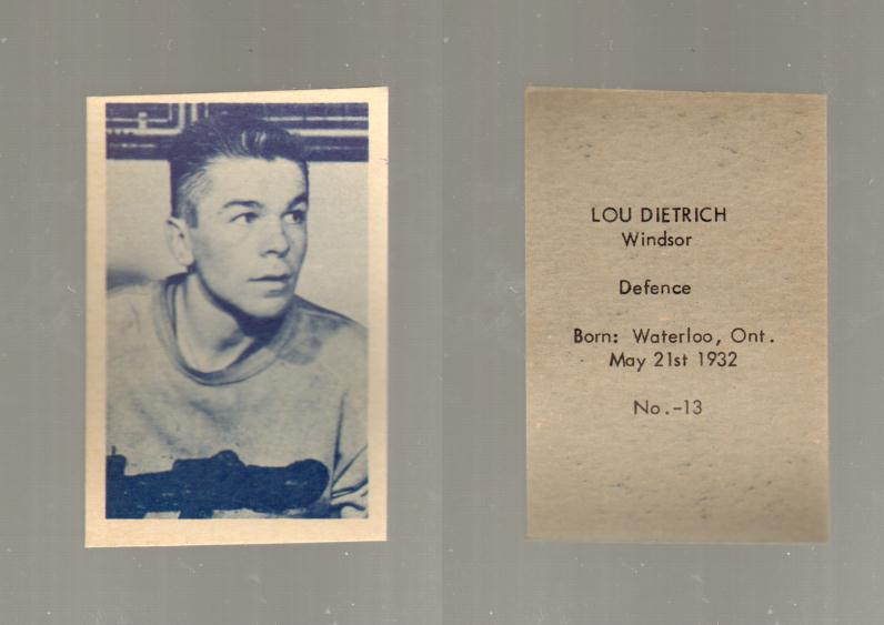 1952-53 OHL ANONYMOUS HOCKEY CARD #13 L. DIETRICH photo