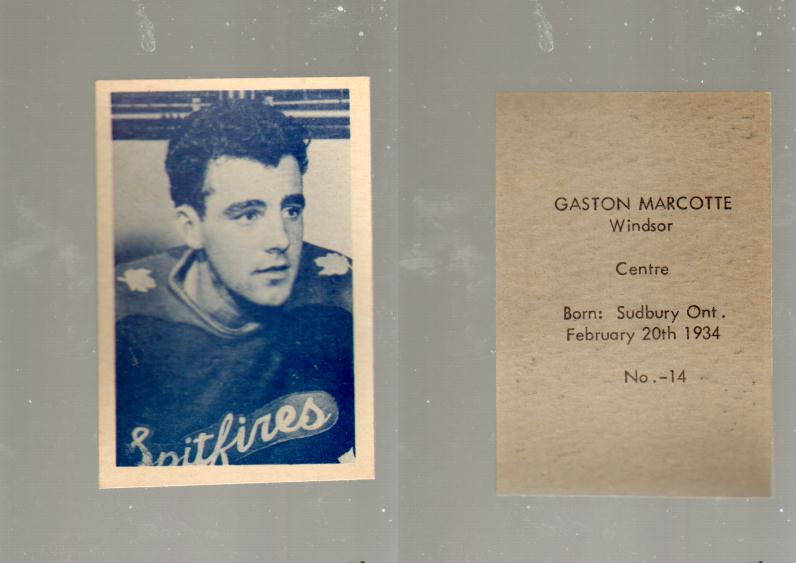 1952-53 OHL ANONYMOUS HOCKEY CARD #14 G. MARCOTTE photo