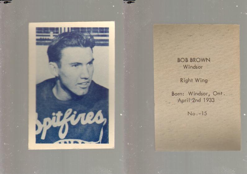 1952-53 OHL ANONYMOUS HOCKEY CARD #15 B. BROWN photo