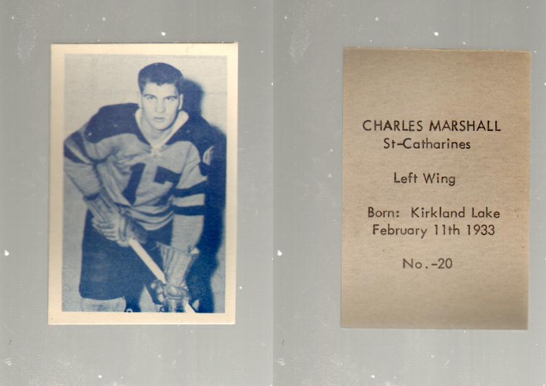 1952-53 OHL ANONYMOUS HOCKEY CARD #20 C. MARSHALL photo