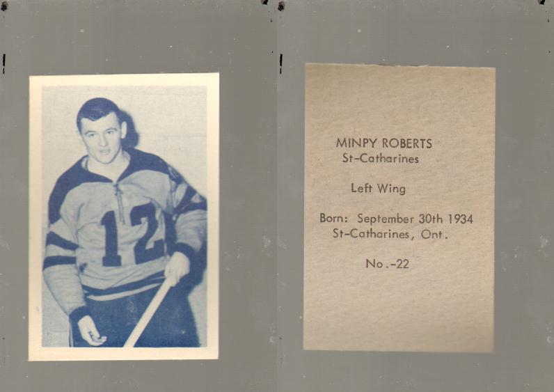 1952-53 OHL ANONYMOUS HOCKEY CARD #22 M. ROBERTS photo