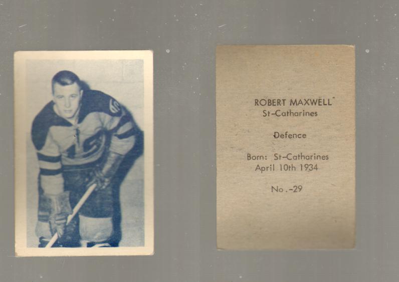 1952-53 OHL ANONYMOUS HOCKEY CARD #29 R. MAXWELL photo