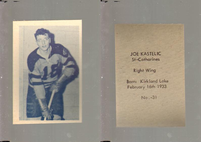 1952-53 OHL ANONYMOUS HOCKEY CARD #31 J. KASTELIC photo