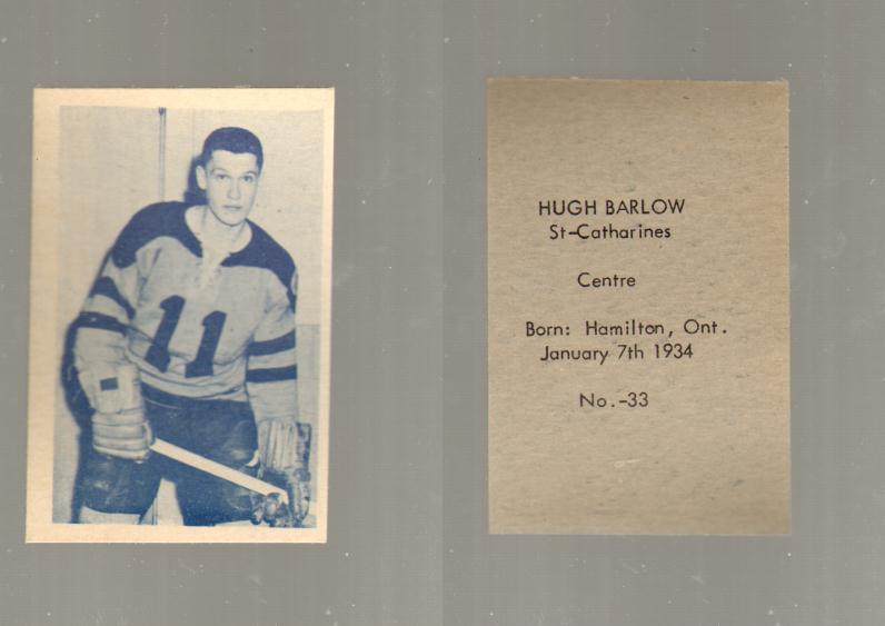 1952-53 OHL ANONYMOUS HOCKEY CARD #33 H. BARLOW photo