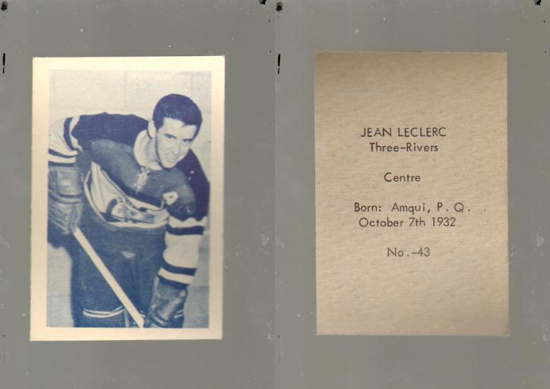 1952-53 OHL ANONYMOUS HOCKEY CARD #43 J. LECLERC photo