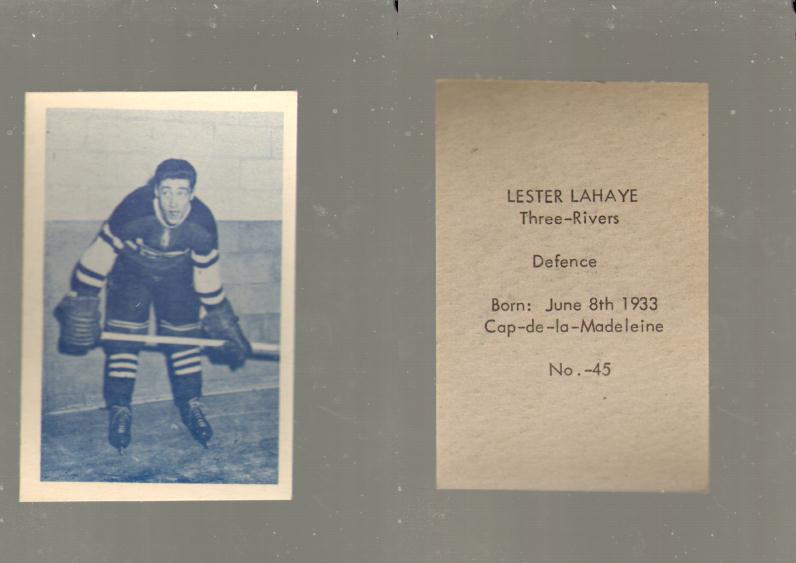 1952-53 OHL ANONYMOUS HOCKEY CARD #45 L. LAHAYE photo