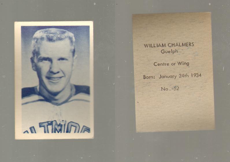 1952-53 OHL ANONYMOUS HOCKEY CARD #52 W. CHALMERS photo