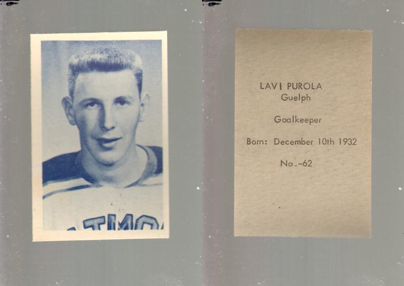 1952-53 OHL ANONYMOUS HOCKEY CARD #62 L. PUROLA photo