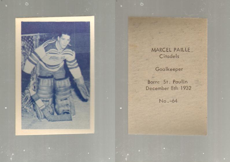 1952-53 OHL ANONYMOUS HOCKEY CARD #64 M. PAILLE photo