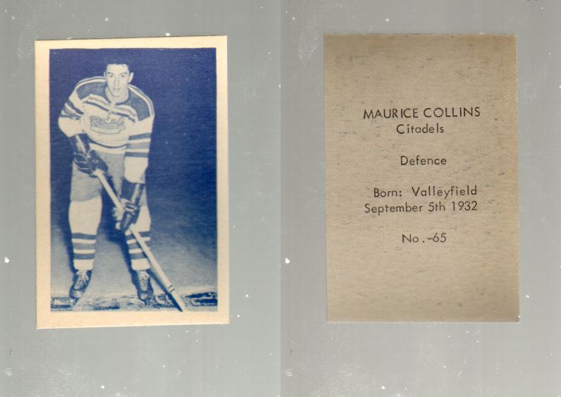 1952-53 OHL ANONYMOUS HOCKEY CARD #65 M. COLLINS photo