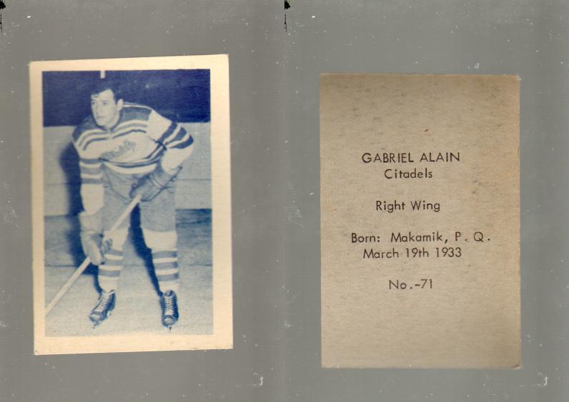 1952-53 OHL ANONYMOUS HOCKEY CARD #71 G. ALAIN photo