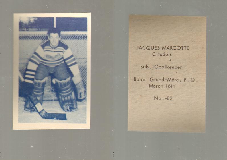 1952-53 OHL ANONYMOUS HOCKEY CARD #82 J. MARCOTTE photo