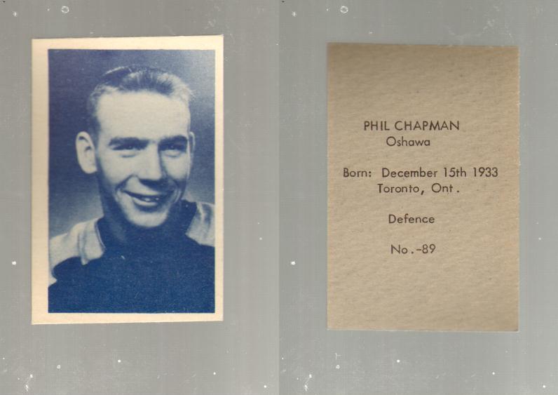 1952-53 OHL ANONYMOUS HOCKEY CARD #89 P. CHAPMAN photo