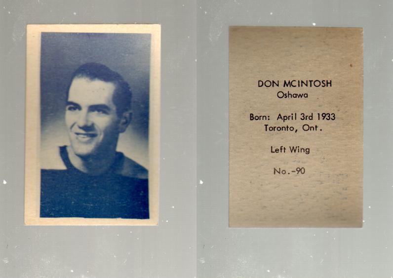 1952-53 OHL ANONYMOUS HOCKEY CARD #90 D. MCINTOSH photo