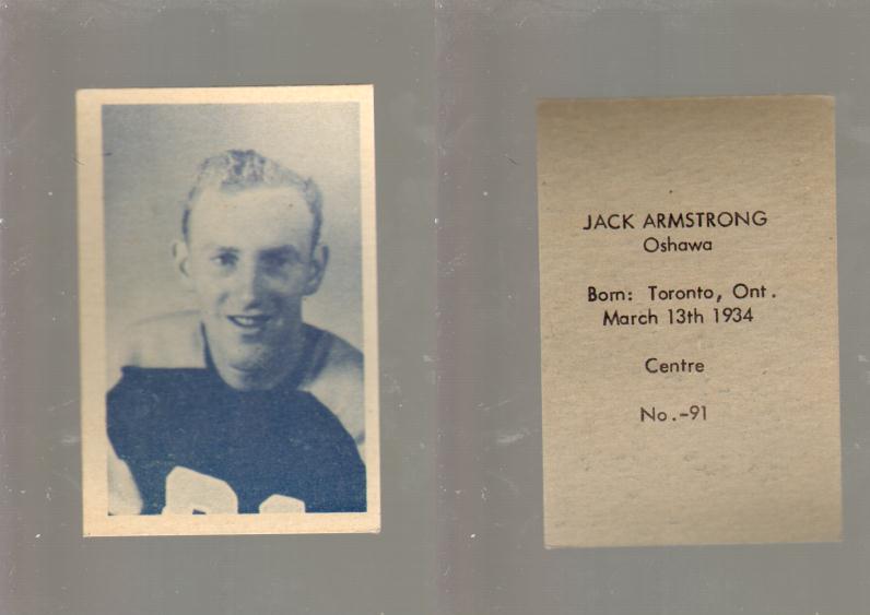 1952-53 OHL ANONYMOUS HOCKEY CARD #91 J. ARMSTRONG photo