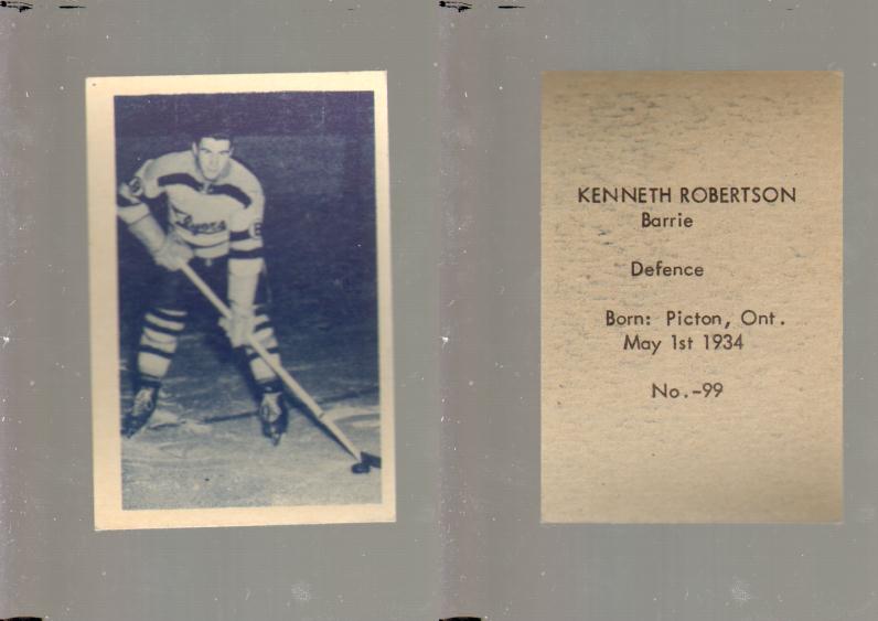 1952-53 OHL ANONYMOUS HOCKEY CARD #99 K. ROBERTSON photo