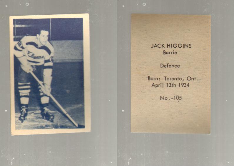 1952-53 OHL ANONYMOUS HOCKEY CARD #105 J. HIGGINS photo