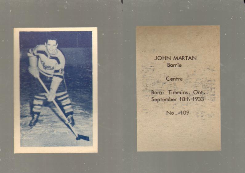 1952-53 OHL ANONYMOUS HOCKEY CARD #109 J. MARTAN photo