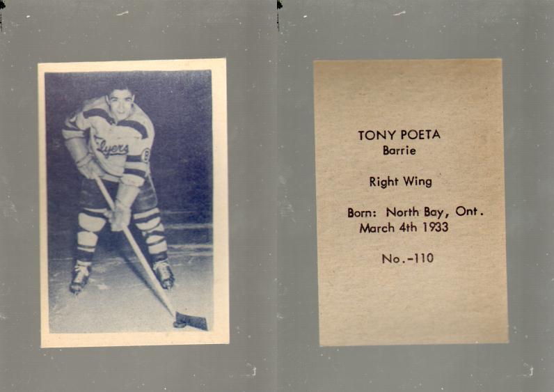 1952-53 OHL ANONYMOUS HOCKEY CARD #110 T. POETA photo