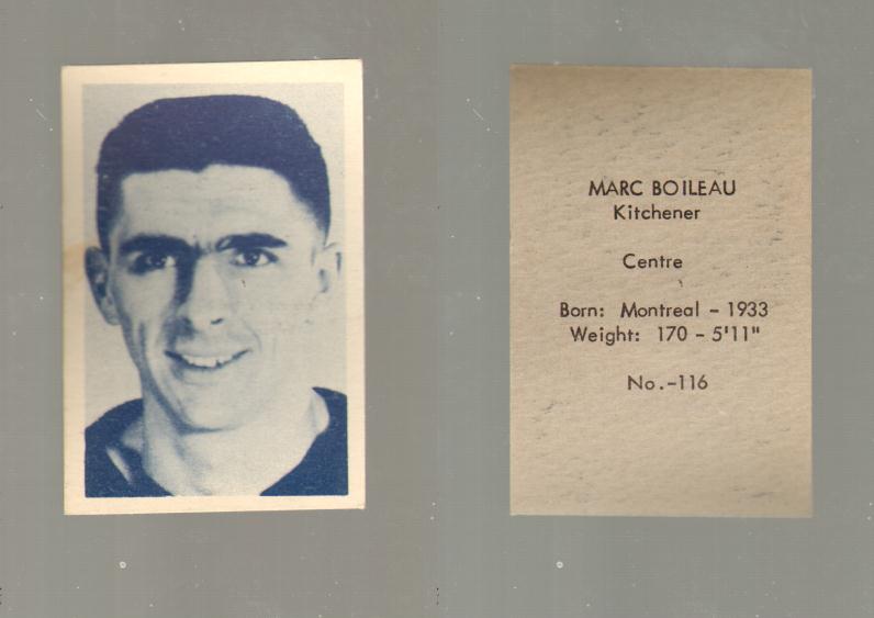 1952-53 OHL ANONYMOUS HOCKEY CARD #116 M. BOILEAU photo