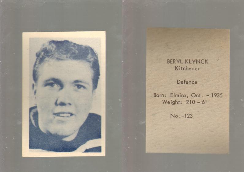 1952-53 OHL ANONYMOUS HOCKEY CARD #123 B. KLYNCK photo