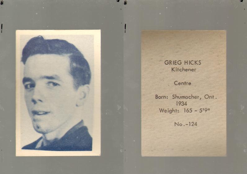 1952-53 OHL ANONYMOUS HOCKEY CARD #124 G. HICKS photo