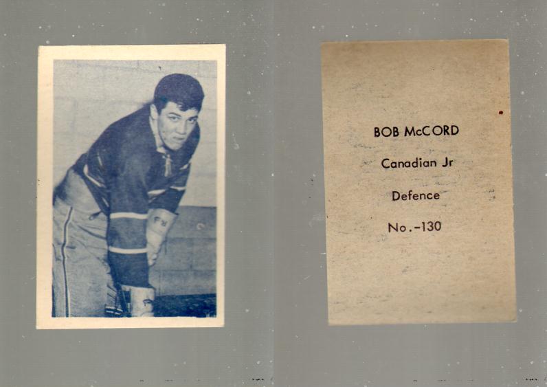 1952-53 OHL ANONYMOUS HOCKEY CARD #130 B. McCORD photo